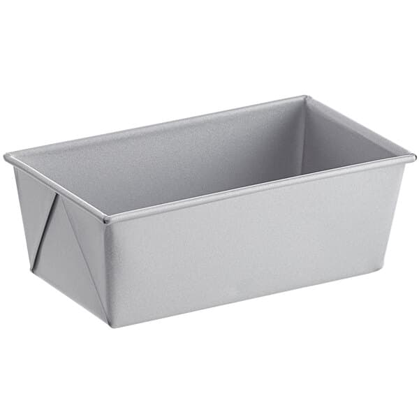 A silver rectangular Baker's Mark bread loaf pan.