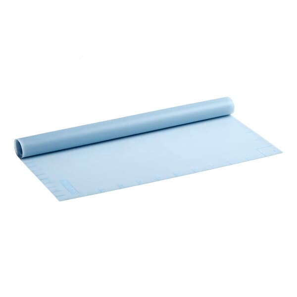A blue roll of Baker's Lane silicone work mat.