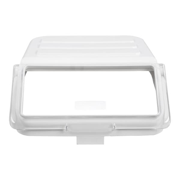 A clear replacement lid designed for a 12.63 gallon or 200 cup shelf ingredient bin.