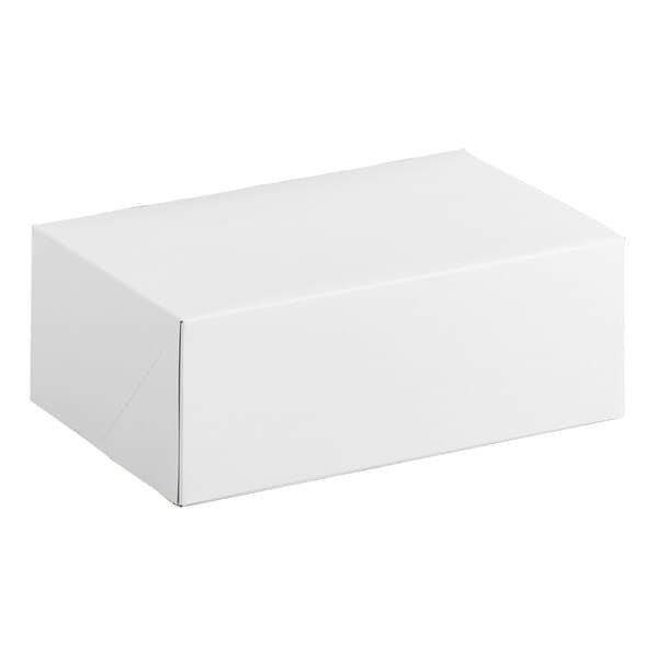 A plain white rectangular bakery box with auto-popup design.
