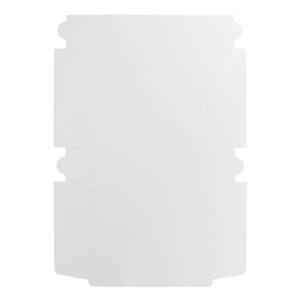 A flat, unfolded white cardboard sheet designed to be assembled into a half sheet cake or bakery box.