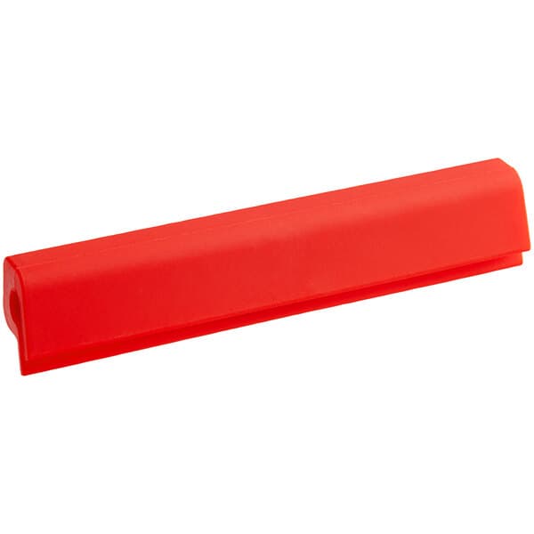 A red rectangular silicone clip with a white background.