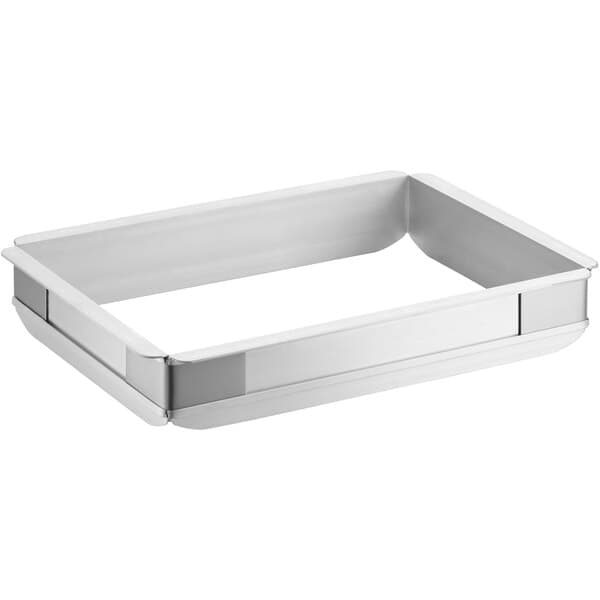 A silver rectangular Baker's Mark sheet pan extender with a white background.