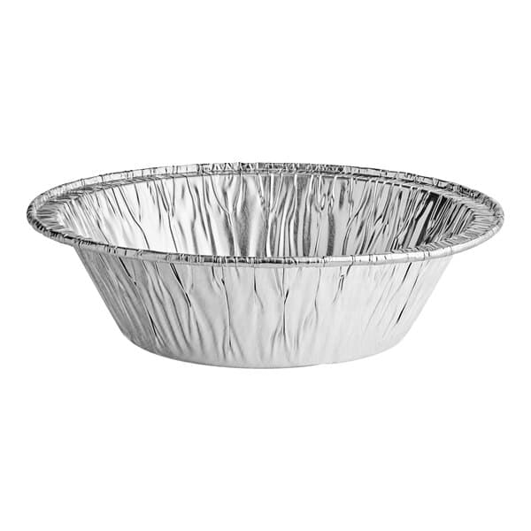 A round silver Baker's Lane foil pot pie pan.