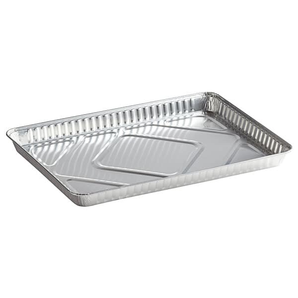 A close-up of a Baker's Lane 1/2 sheet aluminum foil cake pan.