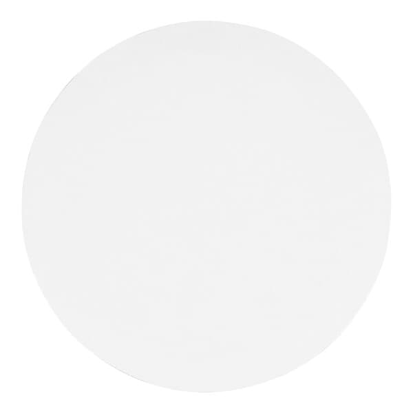 A round, white, corrugated grease-resistant cake circle.