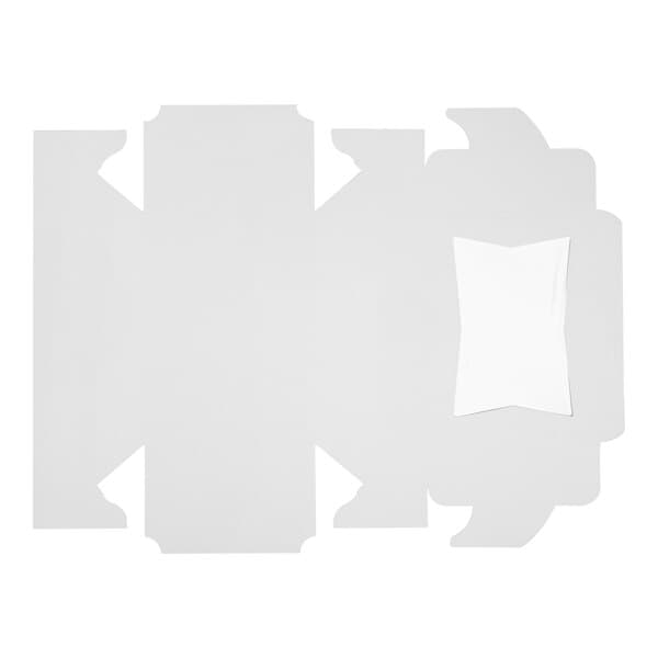 A flat, unfolded white bakery box with a clear window, designed for packaging cakes or baked goods.