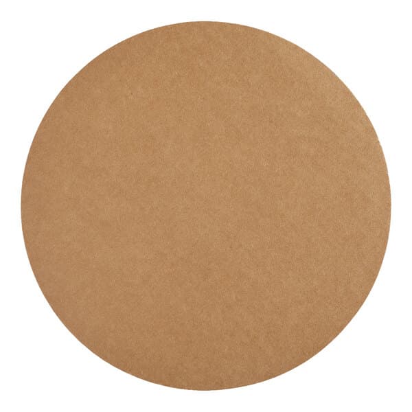 A round, brown, corrugated grease-resistant cake circle.