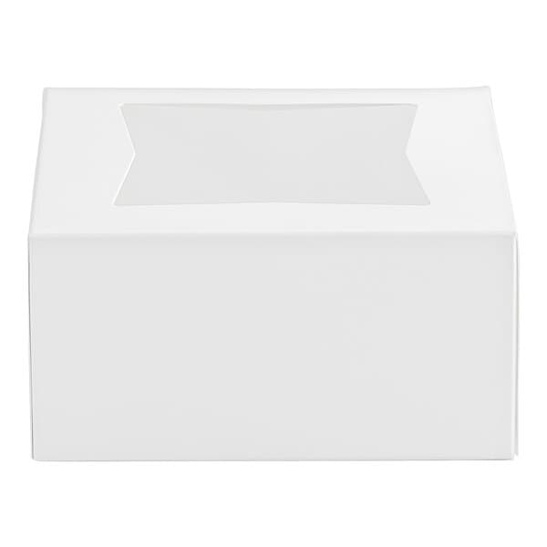 A white bakery box with a clear window on top, designed for packaging pies or baked goods.