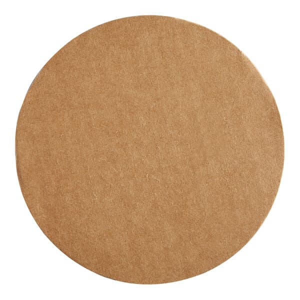 A round, brown, corrugated grease-resistant cake circle.