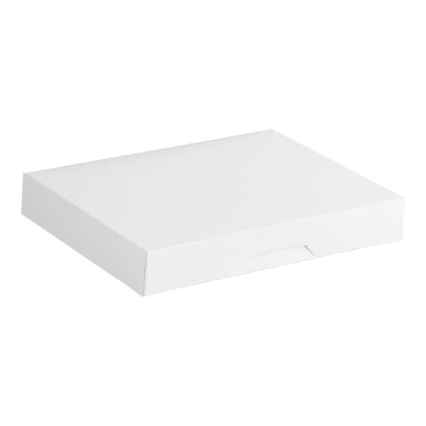 A plain white rectangular bakery box with a flat lid, designed for donuts or baked goods.