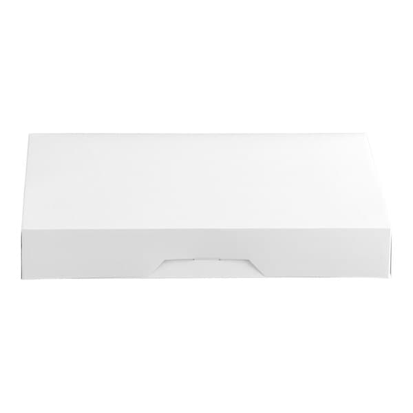 A plain white rectangular bakery box with a fold-over lid.