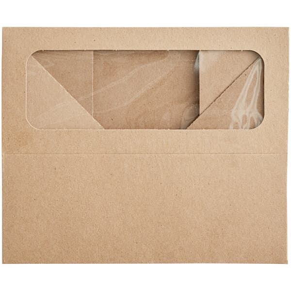 A Baker's Mark brown Kraft bakery box with a window.