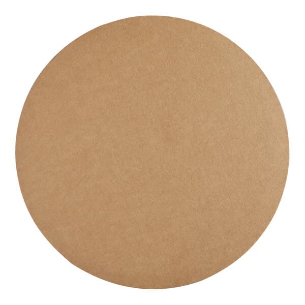A round, brown, corrugated grease-resistant cake circle.