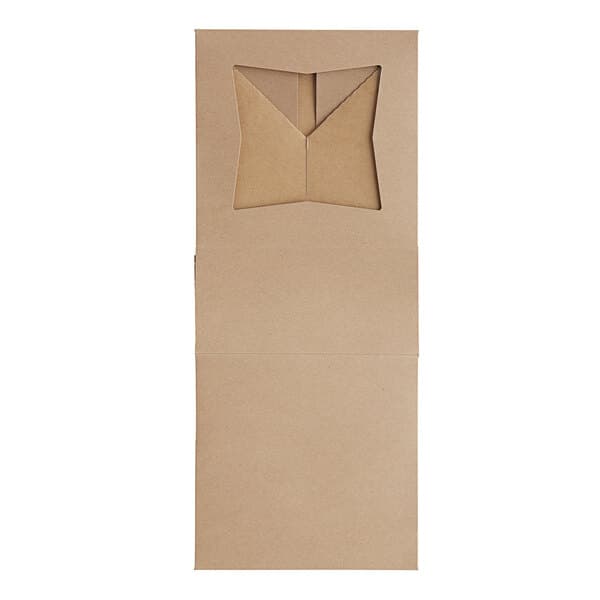 A kraft-colored, auto-popup bakery box with a window on the top, designed for packaging pies or baked goods.