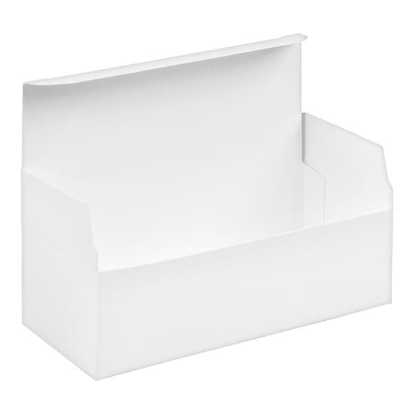 A white rectangular auto-popup candy box with an open lid.