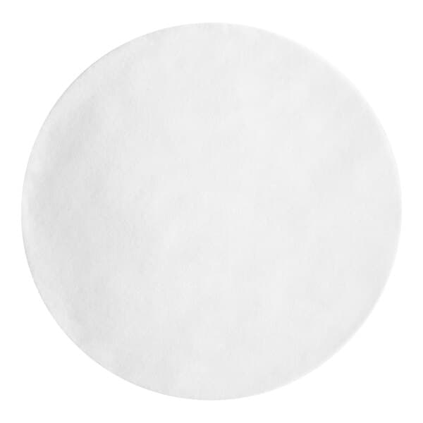 A white Baker's Lane silicone coated pan liner with a white circle on it.