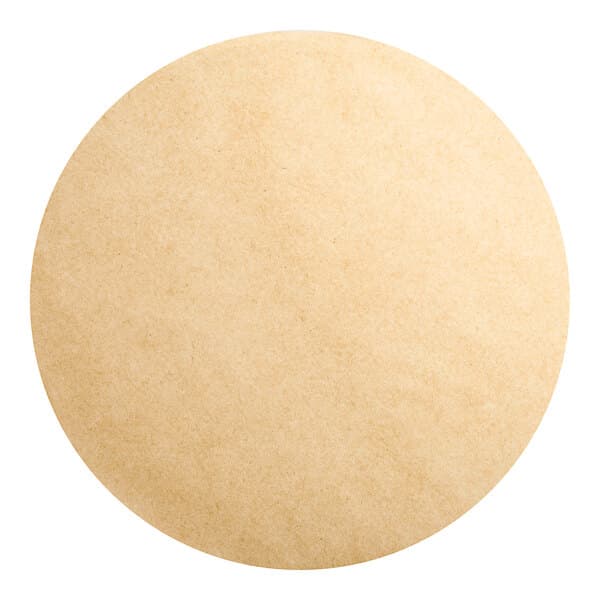 A close-up of a Baker's Lane unbleached round parchment pan liner.