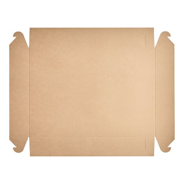 A Baker's Lane cardboard bakery box with the lid open on a white background.