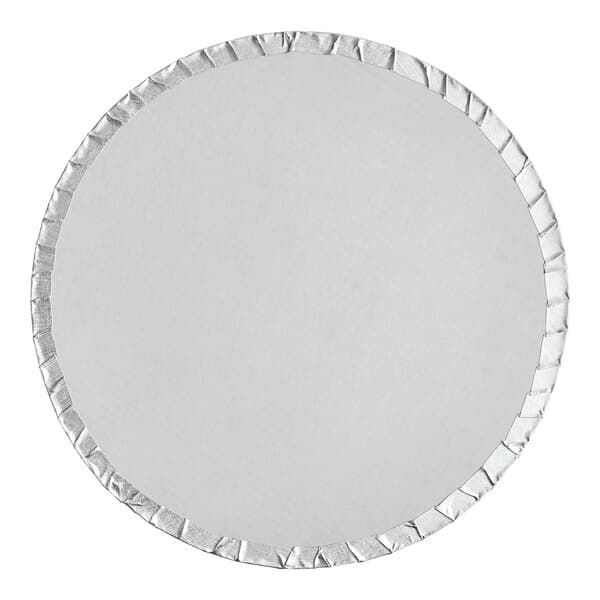 A round silver cake drum.