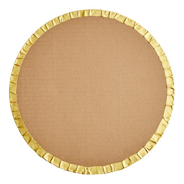 A Baker's Lane round cardboard cake drum with gold foil trim.