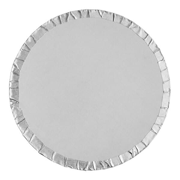 A white circle with a silver edge.