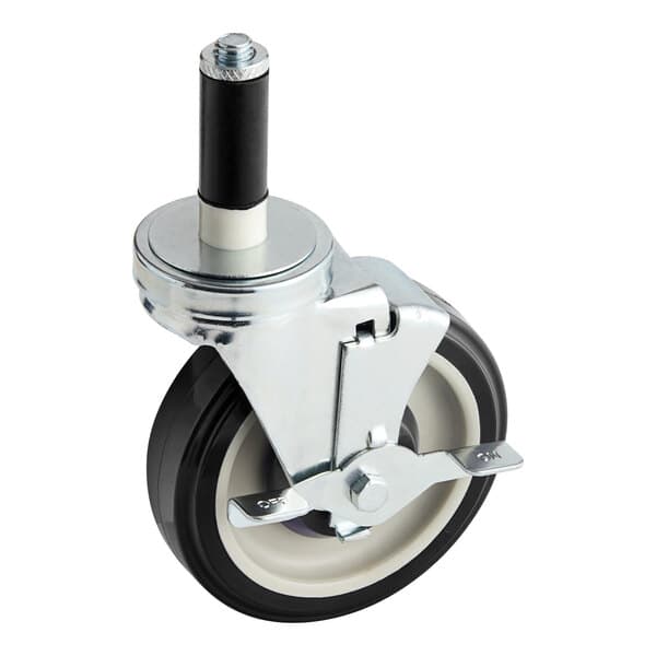 A Baker's Lane 5" caster with a metal wheel and brake.