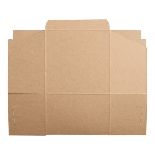 A brown cardboard bakery box with a white background.