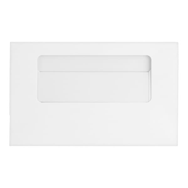 A white rectangular bakery box with a clear window on the top.
