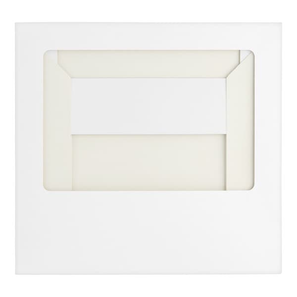 A white auto-popup bakery box with a clear window on top.
