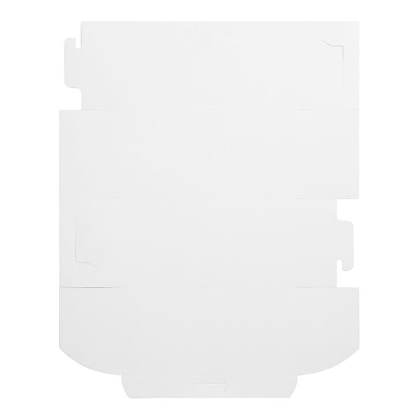 A flat, unfolded white cardboard bakery box designed for packaging cupcakes or baked goods.
