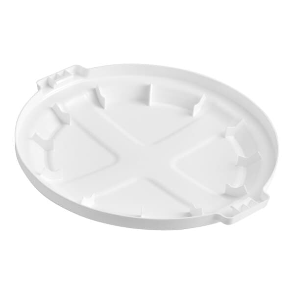 A white round dome lid designed for a 32-gallon ingredient bin.