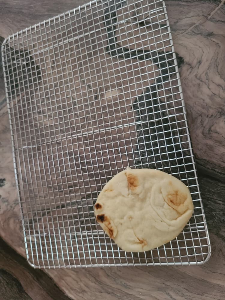 Naan on the cooling rack