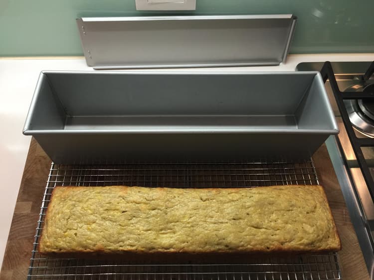 Zucchini bread made in the pan.