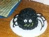 Perfect for tiny cakes.  This is two 3" cakes stacked and carved to make a individual spider cake