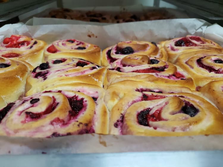 Frame is being used for Berry rolls. They are sturdy and rise up great due to the support of the pan extender.
